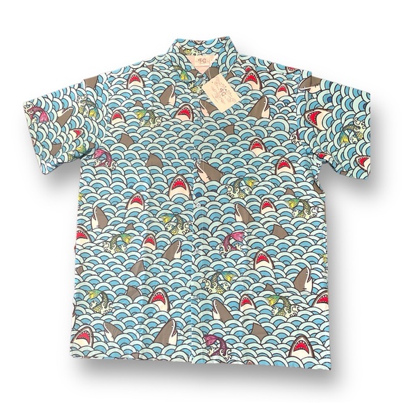 Funny guy Hawaiian Botton Down Shirt - Sharks print - size X-Large New with tag - Picture 10 of 10